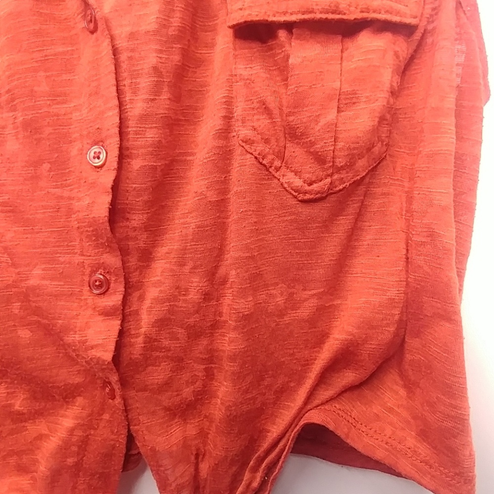 American Rag | Burnt Orange Cropped Button Down - Picture 6 of 7